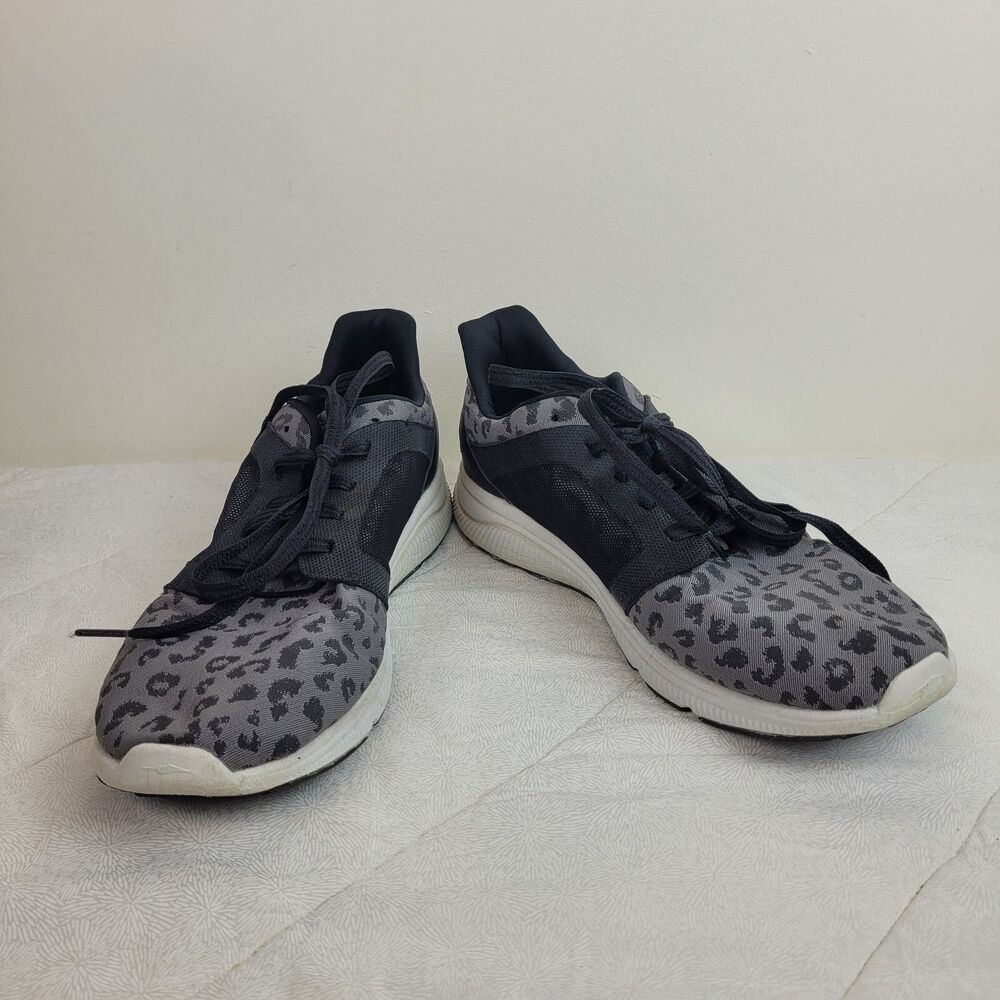 AVIA Deluxe Trainer Women's Gray Leopard Print Fabric Memory Foam Sneaker Sz 12
